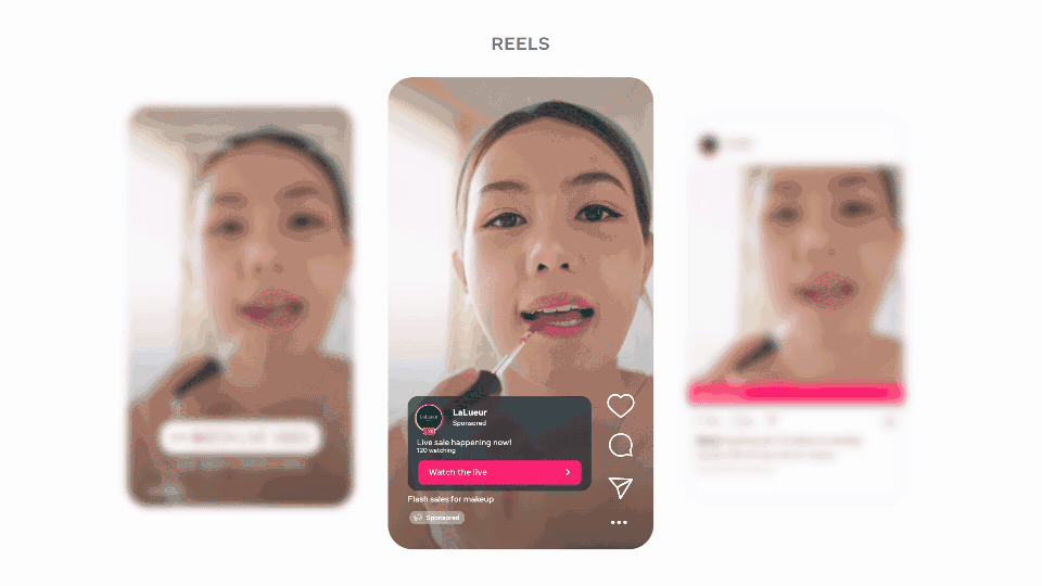 Meta 2026 年 6 月 Live Video Ads 示範影片中的 Instagram Reels 直播廣告畫面