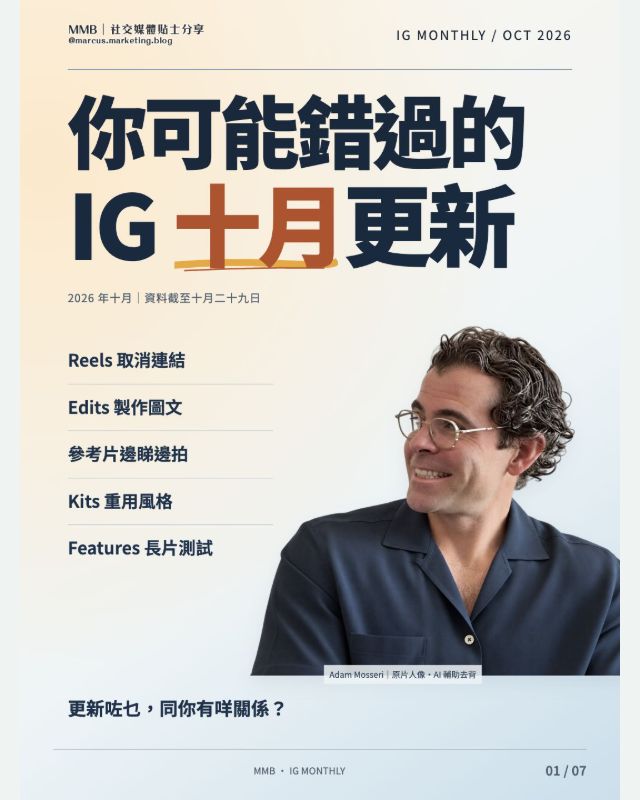 你可能錯過的 IG 十月更新:Reels 連結、Edits 圖文與 Features 長片測試的 Instagram 貼文封面