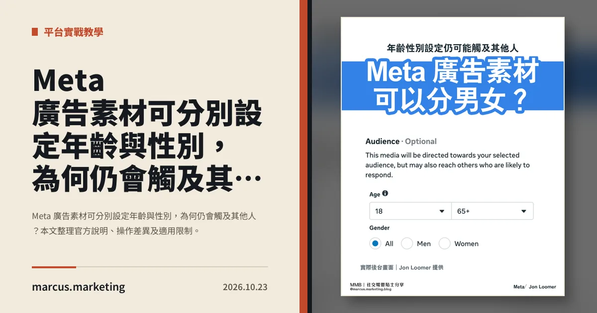 Meta 廣告素材可分別設定年齡與性別，為何仍會觸及其他人？