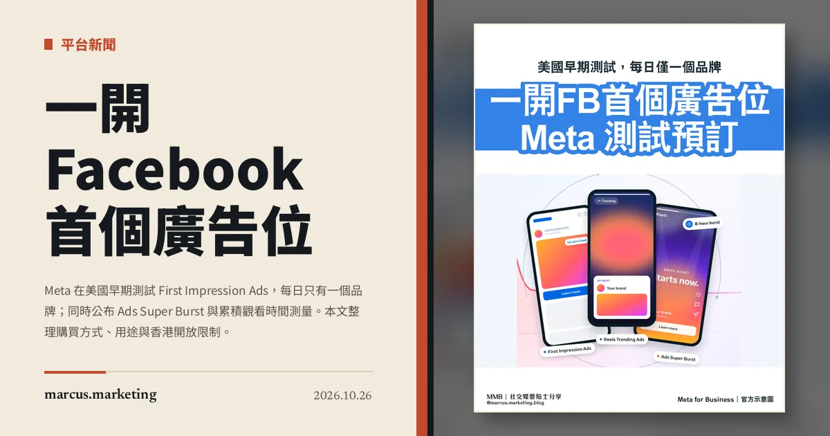 一開 Facebook 首個廣告位：Meta 測試品牌預訂，與一般落廣告有何不同？