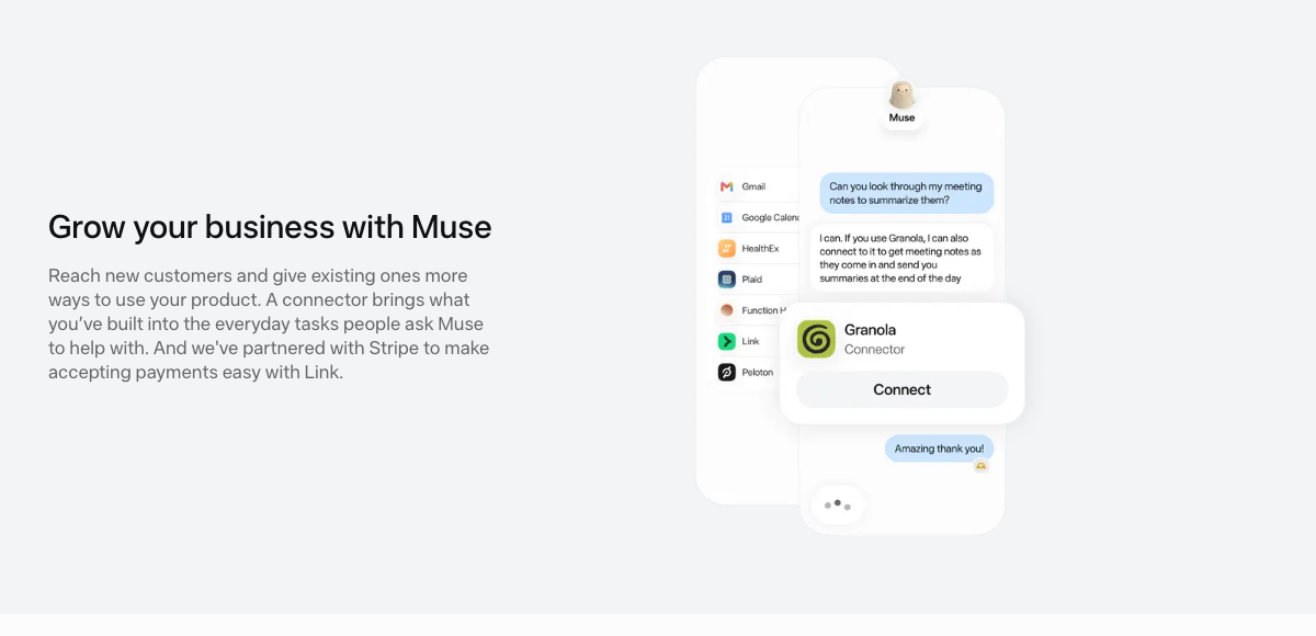 Muse Connector Platform 頁面上的連接器清單示範