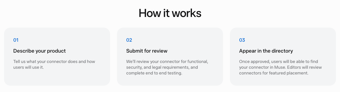Muse Connector Platform 的三步流程