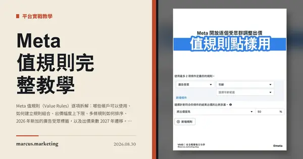 Meta 值規則完整教學：設定、順序、廣告受眾標籤與 2027 年遷移
