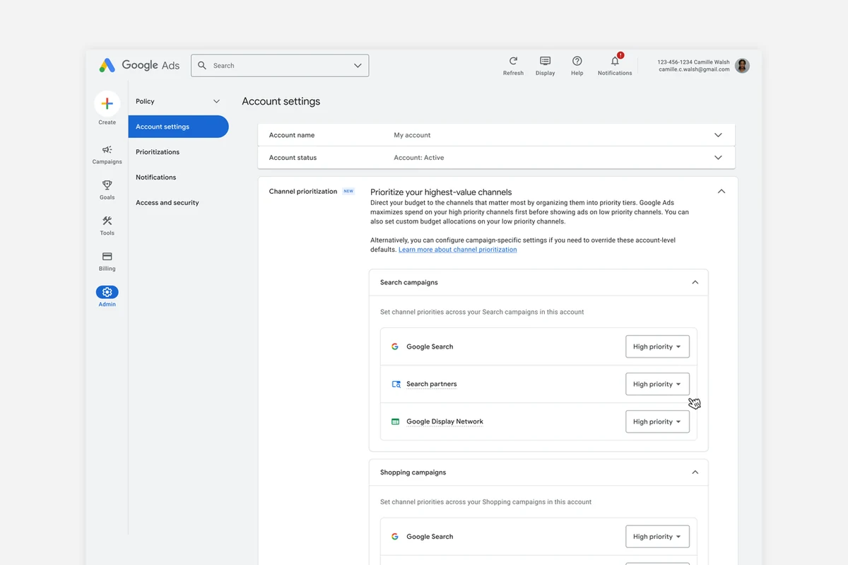 Google Ads 將推頻道優先及預算上限｜資料來源原圖