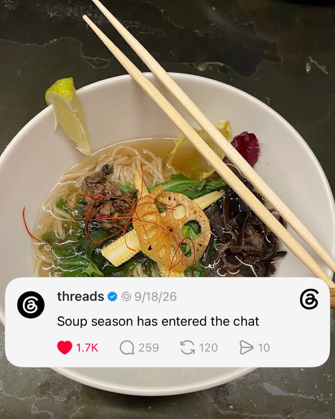 Threads Quote 功能將原帖疊加到照片上的示範